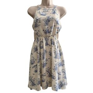 Disney Cinderella Junior Girl's Blue Toile Floral Butterfly Sleeveless Dress